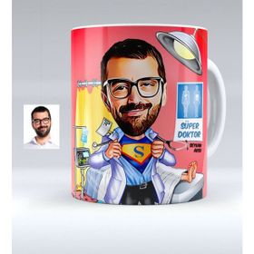 BK Kişiye Özel Bay Doktor Karikatürlü Beyaz Kupa Bardak