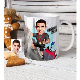BK Kişiye Özel Bay Halter Sporcusu Karikatürlü Beyaz Kupa Bardak