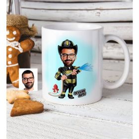 BK Kişiye Özel Bay İtfaiyeci Karikatür Beyaz Kupa Bardak