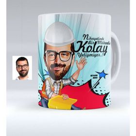 BK Kişiye Özel Bay Kimya Mühendisi Karikatürlü Beyaz Kupa Bardak