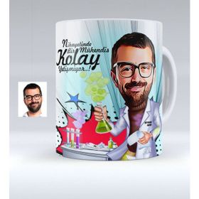 BK Kişiye Özel Bay Kimya Mühendisi Karikatürlü Beyaz Kupa Bardak