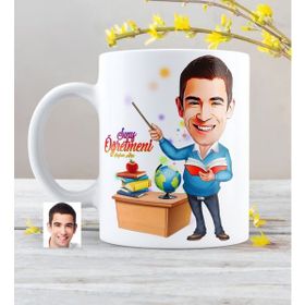 BK Kişiye Özel Bay Öğretmen 4 Karikatürlü Beyaz Kupa Bardak