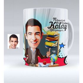 BK Kişiye Özel Bay Öğretmen Karikatürlü Beyaz Kupa