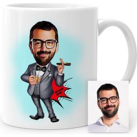 BK Kişiye Özel Bay Patron Karikatürlü Beyaz Kupa Bardak
