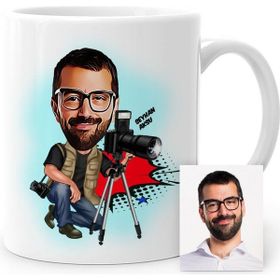 BK Kişiye Özel Bay Profesyonel Fotoğrafçı Karikatür Beyaz Kupa Bardak