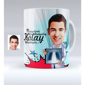 BK Kişiye Özel Bay Radyoloji Uzmanı Karikatürlü Beyaz Kupa Bardak