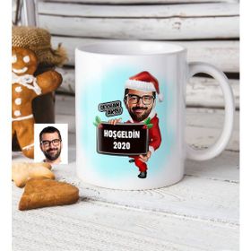 BK Kişiye Özel Bay Yılbaşı Karikatür Beyaz Kupa Bardak