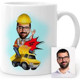 BK Kişiye Özel Bay Yol Mühendisi Karikatür Beyaz Kupa Bardak