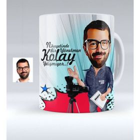 BK Kişiye Özel Bay Yönetmen Karikatürlü Beyaz Kupa Bardak