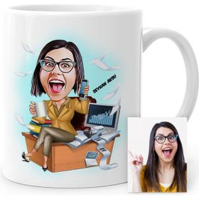 BK Kişiye Özel Bayan Muhasebeci Karikatür Beyaz Kupa Bardak