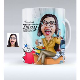 BK Kişiye Özel Bayan Muhasebeci Karikatürlü Beyaz Kupa Bardak