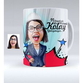 BK Kişiye Özel Bayan Mühendis Karikatürlü Beyaz Kupa Bardak