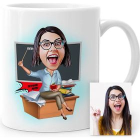 BK Kişiye Özel Bayan Öğretmen Karikatürlü Beyaz Kupa Bardak