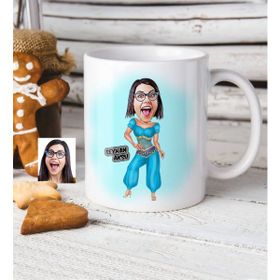 BK Kişiye Özel Bayan Oryantal Karikatür Beyaz Kupa Bardak