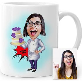 BK Kişiye Özel Bayan Pasta Şefi Karikatür Beyaz Kupa Bardak