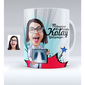 BK Kişiye Özel Bayan Radyoloji Uzmanı Karikatürlü Beyaz Kupa Bardak