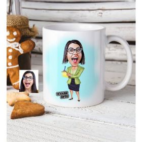 BK Kişiye Özel Bayan Sekreter Karikatür Beyaz Kupa Bardak