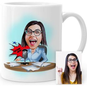 BK Kişiye Özel Bayan Spiker Karikatür Beyaz Kupa Bardak