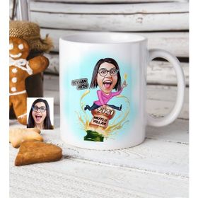 BK Kişiye Özel Bayan Yeni Yıl Karikatür Beyaz Kupa Bardak