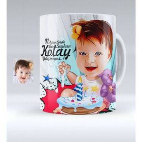 BK Kişiye Özel Bebek Doğum Günü Karikatürlü Beyaz Kupa Bardak