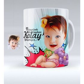 BK Kişiye Özel Bebek Yaş Karikatürlü Beyaz Kupa Bardak