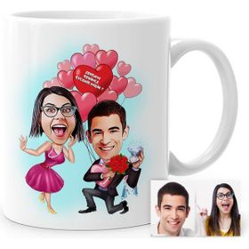 BK Kişiye Özel Benimle Evlenir Misin Karikatür Beyaz Kupa Bardak