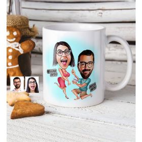 BK Kişiye Özel Benimle Evlenir Misin Karikatür Beyaz Kupa Bardak