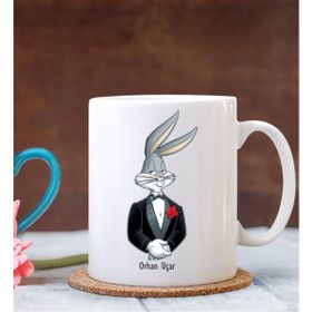 BK Kişiye Özel Bugs Bunny Tasarımlı Beyaz Kupa Bardak
