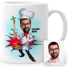 BK Kişiye Özel Chef Karikatür Beyaz Kupa Bardak