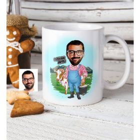 BK Kişiye Özel Çiftçi Karikatür Beyaz Kupa Bardak