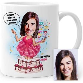 BK Kişiye Özel Doğum Günü Karikatür Beyaz Kupa Bardak