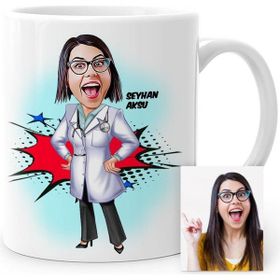 BK Kişiye Özel Doktor Karikatür Beyaz Kupa Bardak