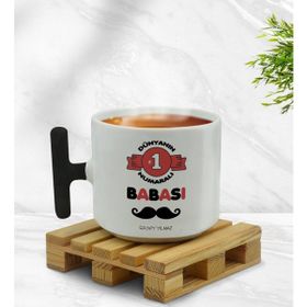 BK Kişiye Özel Dünyanın 1 Numaralı Babası Tasarımlı Siyah T Kulplu Middle Kupa Bardak