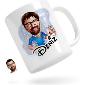 BK Kişiye Özel Erkek Antrenör Karikatürlü Beyaz Kupa Bardak