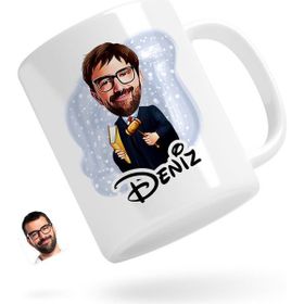 BK Kişiye Özel Erkek Hakim Karikatürlü Beyaz Kupa Bardak