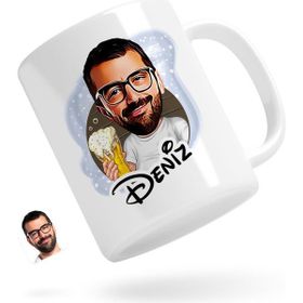 BK Kişiye Özel Erkek Karikatürlü 51 Beyaz Kupa Bardak