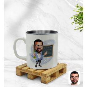 BK Kişiye Özel Erkek Kimya Öğretmeni 1 Karikatürlü Içi Siyah Renkli Kupa Bardak