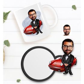 BK Kişiye Özel Erkek Patron Karikatürlü 1 Beyaz Kupa