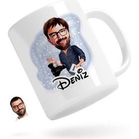BK Kişiye Özel Erkek Yönetmen Karikatürlü Beyaz Kupa Bardak