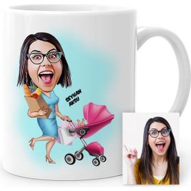BK Kişiye Özel Ev Hanımı Karikatür Beyaz Kupa Bardak