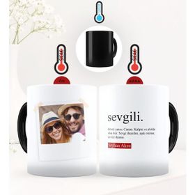 BK Kişiye Özel Fotoğraflı Sevgili Anlamı Sihirli 2 Kupa Bardak