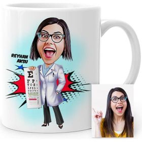 BK Kişiye Özel Göz Doktoru Karikatür Beyaz Kupa Bardak