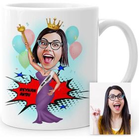 BK Kişiye Özel Güzellik Kraliçesi Karikatür Beyaz Kupa Bardak
