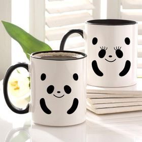 BK Kişiye Özel Ikili Sevimli Panda Siyah Kupa Bardak