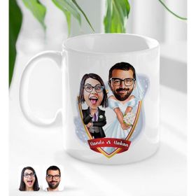 BK Kişiye Özel İsimli - 16 Sevgililer Karikatürlü Beyaz Kupa Bardak