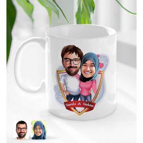 BK Kişiye Özel İsimli - 58 Sevgililer Karikatürlü Beyaz Kupa Bardak