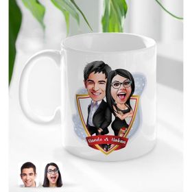 BK Kişiye Özel İsimli - 6 Sevgililer Karikatürlü Beyaz Kupa Bardak