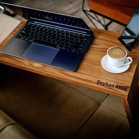 BK Kişiye Özel İsimli Ahşap Katlanabilir Organizer Notebook Laptop Sehpası