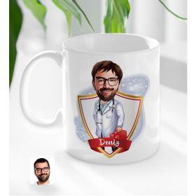 BK Kişiye Özel Isimli Erkek Acil Tıp Teknisyeni Karikatürlü Beyaz Kupa Bardak