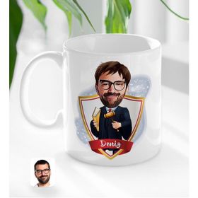 BK Kişiye Özel Isimli Erkek Hakim Karikatürlü Beyaz Kupa Bardak